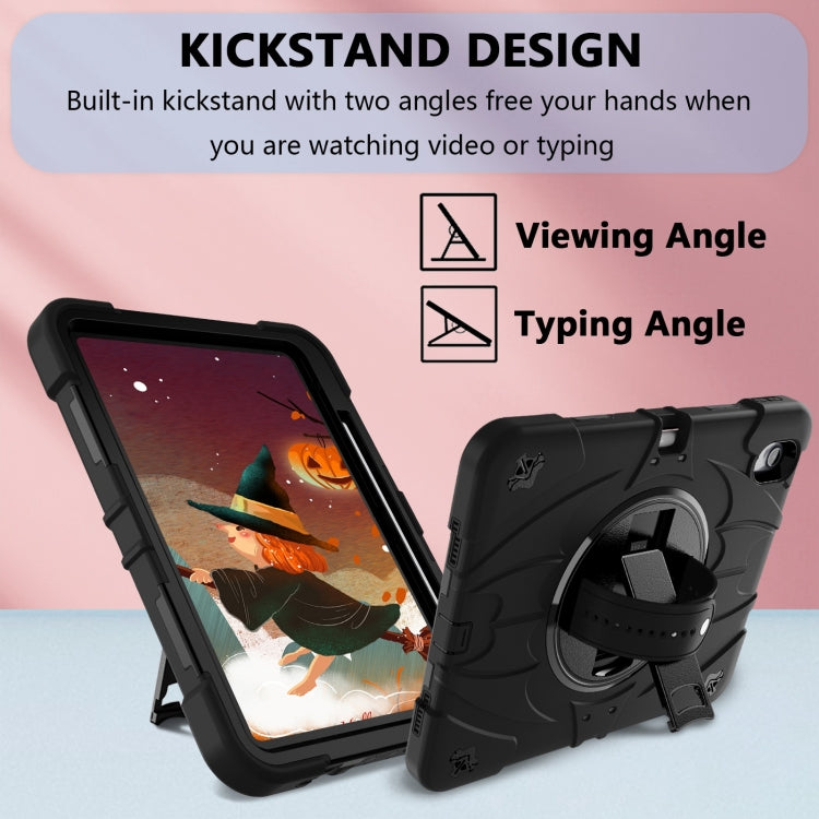 For iPad 10th Gen 10.9 2022 Bat Hand Grip Turntable Stand Tablet Case(Black)