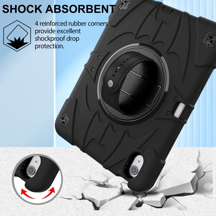 For iPad 10th Gen 10.9 2022 Bat Hand Grip Turntable Stand Tablet Case(Black)