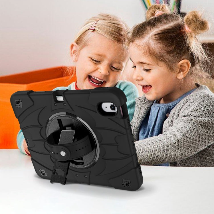 For iPad 10th Gen 10.9 2022 Bat Hand Grip Turntable Stand Tablet Case(Black)