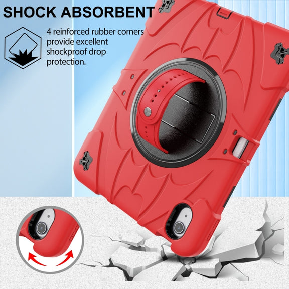 For iPad 10th Gen 10.9 2022 Bat Hand Grip Turntable Stand Tablet Case(Red Black)