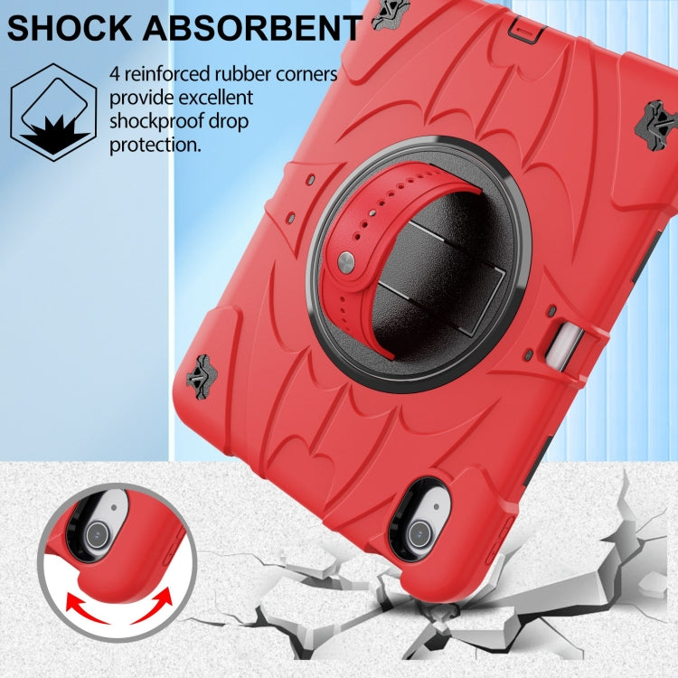 For iPad 10th Gen 10.9 2022 Bat Hand Grip Turntable Stand Tablet Case(Red Black)