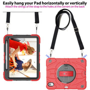 For iPad 10th Gen 10.9 2022 Bat Hand Grip Turntable Stand Tablet Case(Red Black)