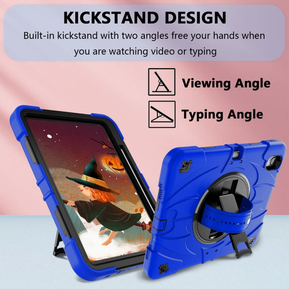 For iPad 10th Gen 10.9 2022 Bat Hand Grip Turntable Stand Tablet Case(Blue Black)