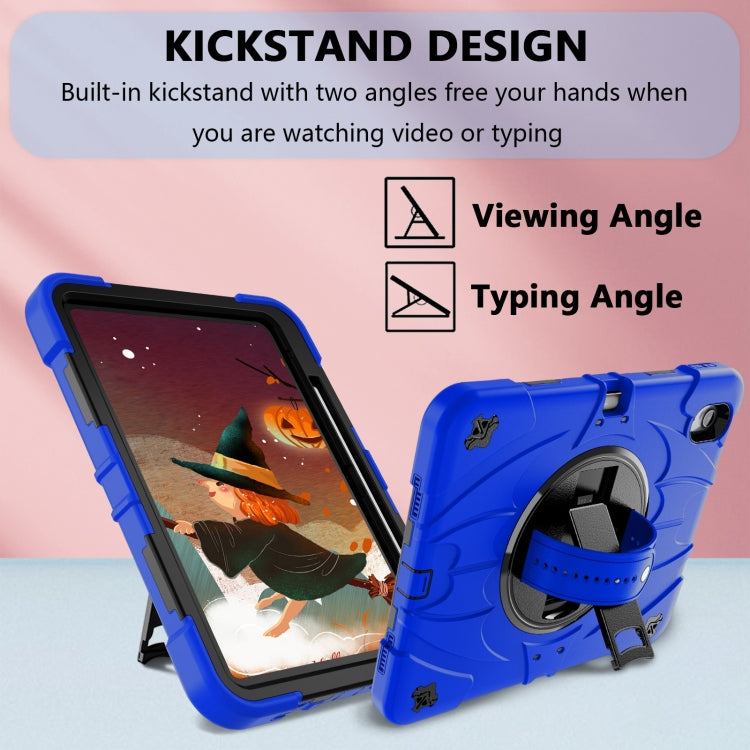 For iPad 10th Gen 10.9 2022 Bat Hand Grip Turntable Stand Tablet Case(Blue Black)