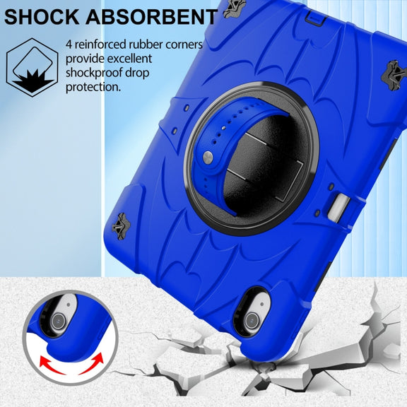 For iPad 10th Gen 10.9 2022 Bat Hand Grip Turntable Stand Tablet Case(Blue Black)