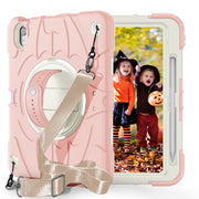 For iPad 2025 / 2022 Bat Hand Grip Turntable Stand Tablet Case(Pink White)