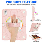 For iPad 2025 / 2022 Bat Hand Grip Turntable Stand Tablet Case(Pink White)