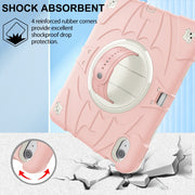 For iPad 2025 / 2022 Bat Hand Grip Turntable Stand Tablet Case(Pink White)