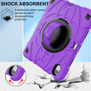 For iPad 10th Gen 10.9 2022 Bat Hand Grip Turntable Stand Tablet Case(Purple Black)
