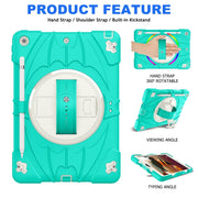 For iPad 10.2 2021 / 2020 / 2019 Bat Hand Grip Turntable Stand Tablet Case(Mint Green White)