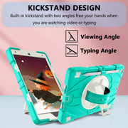 For iPad 10.2 2021 / 2020 / 2019 Bat Hand Grip Turntable Stand Tablet Case(Mint Green White)