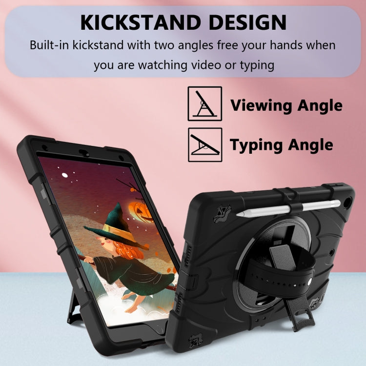 For iPad 10.2 2021 / 2020 / 2019 Bat Hand Grip Turntable Stand Tablet Case(Black)