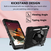 For iPad 10.2 2021 / 2020 / 2019 Bat Hand Grip Turntable Stand Tablet Case(Black)