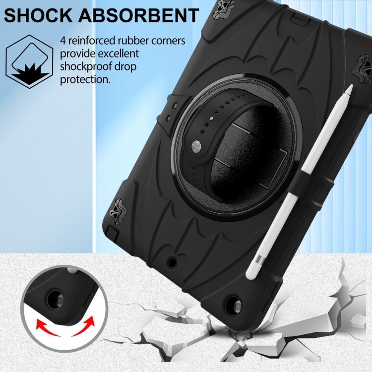 For iPad 10.2 2021 / 2020 / 2019 Bat Hand Grip Turntable Stand Tablet Case(Black)