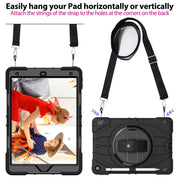 For iPad 10.2 2021 / 2020 / 2019 Bat Hand Grip Turntable Stand Tablet Case(Black)