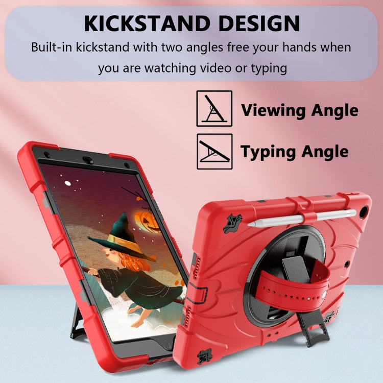 For iPad 10.2 2021 / 2020 / 2019 Bat Hand Grip Turntable Stand Tablet Case(Red Black)