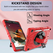 For iPad 10.2 2021 / 2020 / 2019 Bat Hand Grip Turntable Stand Tablet Case(Red Black)
