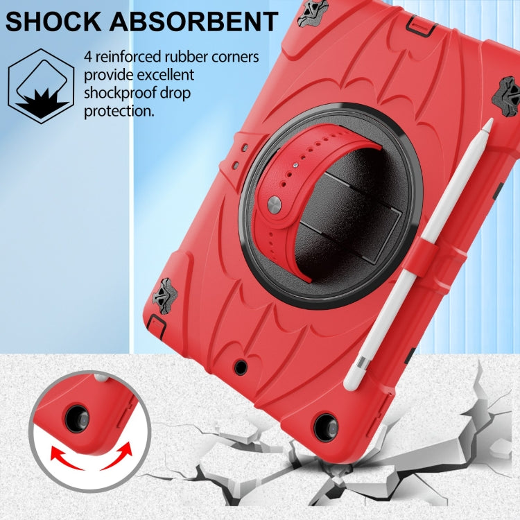 For iPad 10.2 2021 / 2020 / 2019 Bat Hand Grip Turntable Stand Tablet Case(Red Black)