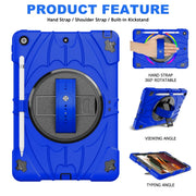 For iPad 10.2 2021 / 2020 / 2019 Bat Hand Grip Turntable Stand Tablet Case(Blue Black)