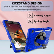 For iPad 10.2 2021 / 2020 / 2019 Bat Hand Grip Turntable Stand Tablet Case(Blue Black)