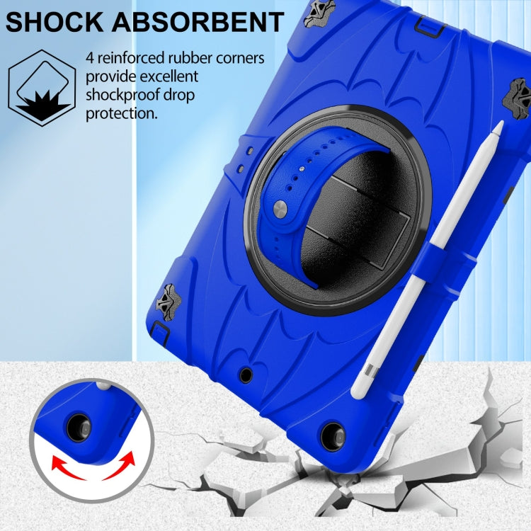 For iPad 10.2 2021 / 2020 / 2019 Bat Hand Grip Turntable Stand Tablet Case(Blue Black)