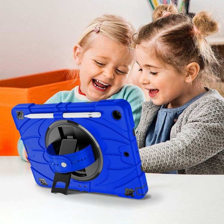 For iPad 10.2 2021 / 2020 / 2019 Bat Hand Grip Turntable Stand Tablet Case(Blue Black)