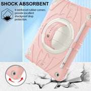 For iPad 10.2 2021 / 2020 / 2019 Bat Hand Grip Turntable Stand Tablet Case(Pink White)