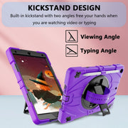 For iPad 10.2 2021 / 2020 / 2019 Bat Hand Grip Turntable Stand Tablet Case(Purple Black)