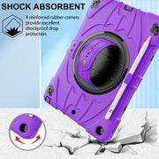 For iPad 10.2 2021 / 2020 / 2019 Bat Hand Grip Turntable Stand Tablet Case(Purple Black)