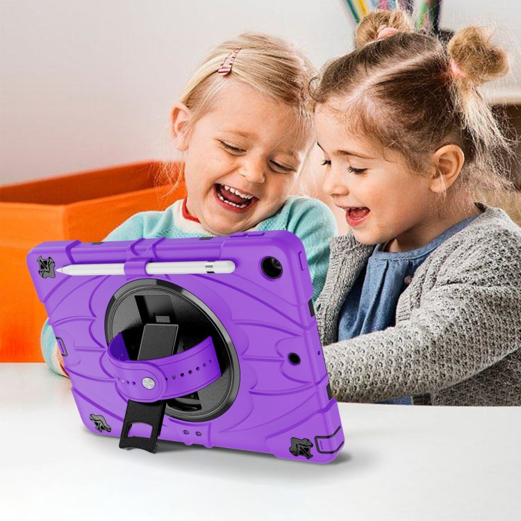 For iPad 10.2 2021 / 2020 / 2019 Bat Hand Grip Turntable Stand Tablet Case(Purple Black)