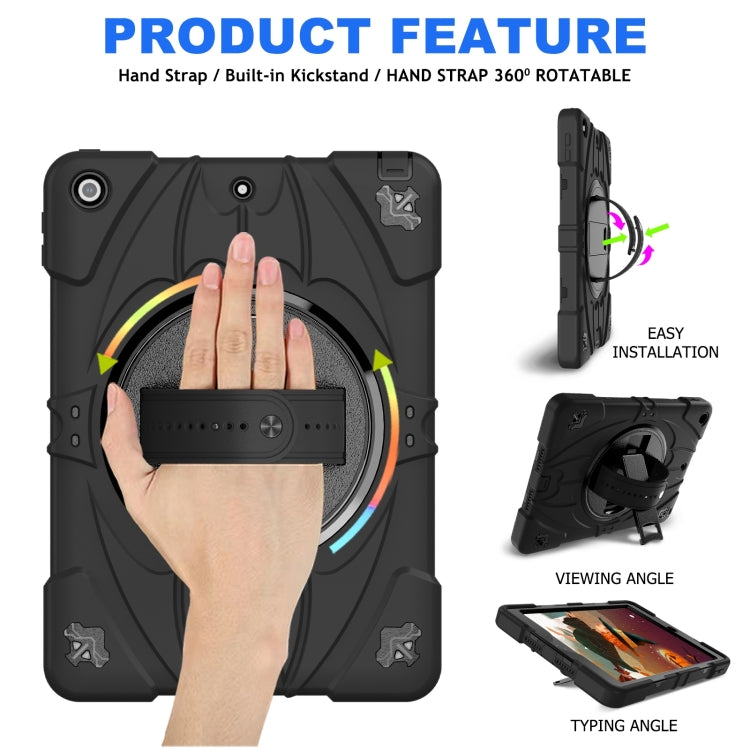 For iPad 9.7 2018 / 2017 / Air 2 Bat Hand Grip Turntable Stand Tablet Case(Black)