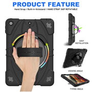 For iPad 9.7 2018 / 2017 / Air 2 Bat Hand Grip Turntable Stand Tablet Case(Black)