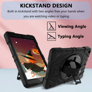 For iPad 9.7 2018 / 2017 / Air 2 Bat Hand Grip Turntable Stand Tablet Case(Black)