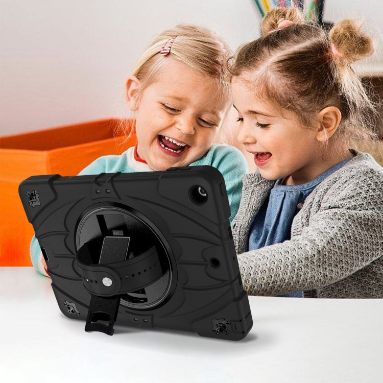 For iPad 9.7 2018 / 2017 / Air 2 Bat Hand Grip Turntable Stand Tablet Case(Black)