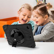 For iPad 9.7 2018 / 2017 / Air 2 Bat Hand Grip Turntable Stand Tablet Case(Black)