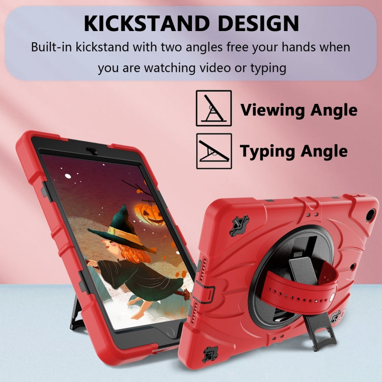 For iPad 9.7 2018 / 2017 / Air 2 Bat Hand Grip Turntable Stand Tablet Case(Red Black)