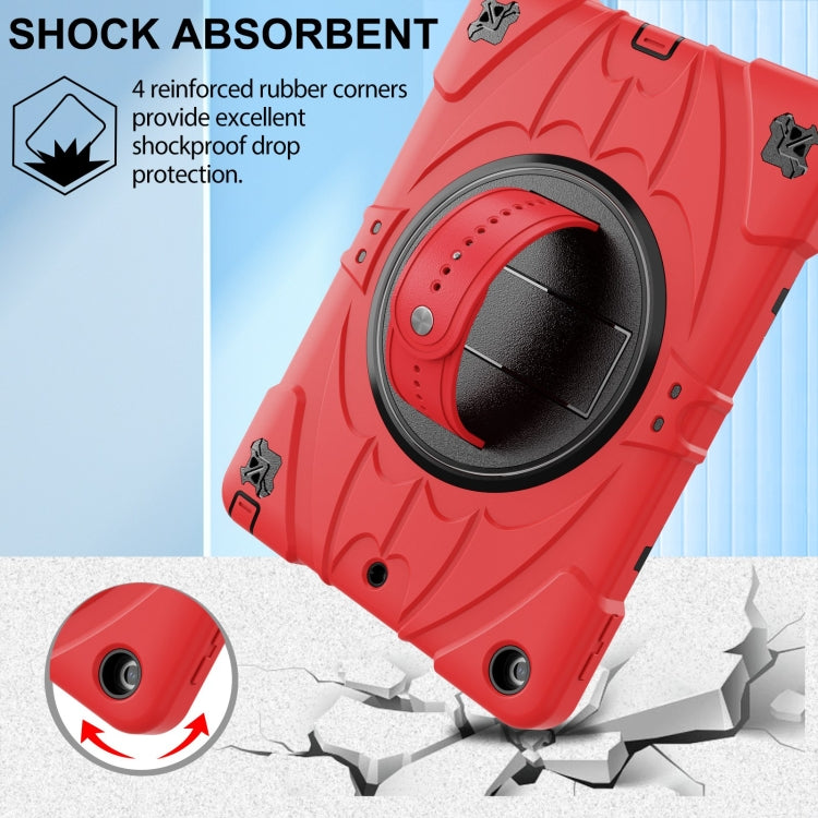 For iPad 9.7 2018 / 2017 / Air 2 Bat Hand Grip Turntable Stand Tablet Case(Red Black)