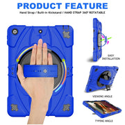 For iPad 9.7 2018 / 2017 / Air 2 Bat Hand Grip Turntable Stand Tablet Case(Blue Black)