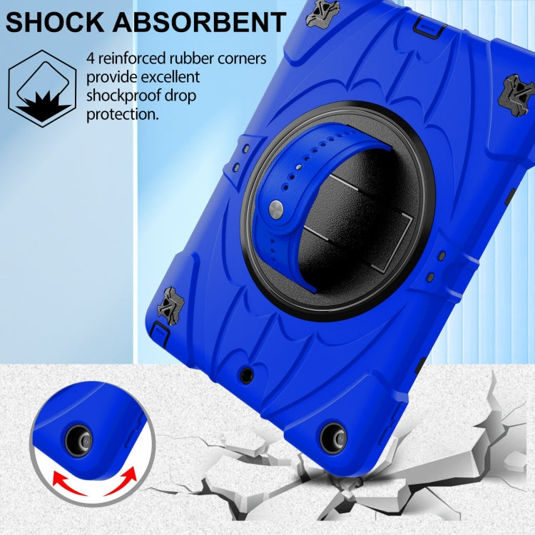 For iPad 9.7 2018 / 2017 / Air 2 Bat Hand Grip Turntable Stand Tablet Case(Blue Black)