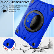 For iPad 9.7 2018 / 2017 / Air 2 Bat Hand Grip Turntable Stand Tablet Case(Blue Black)