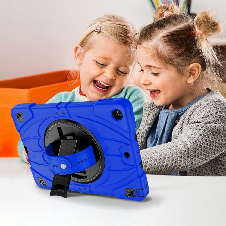 For iPad 9.7 2018 / 2017 / Air 2 Bat Hand Grip Turntable Stand Tablet Case(Blue Black)