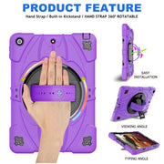 For iPad 9.7 2018 / 2017 / Air 2 Bat Hand Grip Turntable Stand Tablet Case(Purple Black)