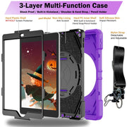 For iPad 9.7 2018 / 2017 / Air 2 Bat Hand Grip Turntable Stand Tablet Case(Purple Black)