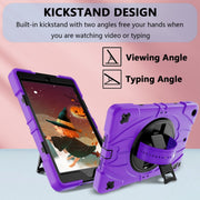 For iPad 9.7 2018 / 2017 / Air 2 Bat Hand Grip Turntable Stand Tablet Case(Purple Black)