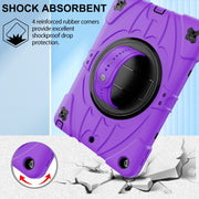 For iPad 9.7 2018 / 2017 / Air 2 Bat Hand Grip Turntable Stand Tablet Case(Purple Black)