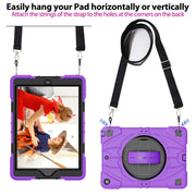 For iPad 9.7 2018 / 2017 / Air 2 Bat Hand Grip Turntable Stand Tablet Case(Purple Black)