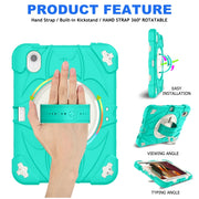 For iPad mini 6 Bat Hand Grip Turntable Stand Tablet Case(Mint Green White)