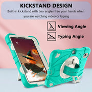 For iPad mini 6 Bat Hand Grip Turntable Stand Tablet Case(Mint Green White)