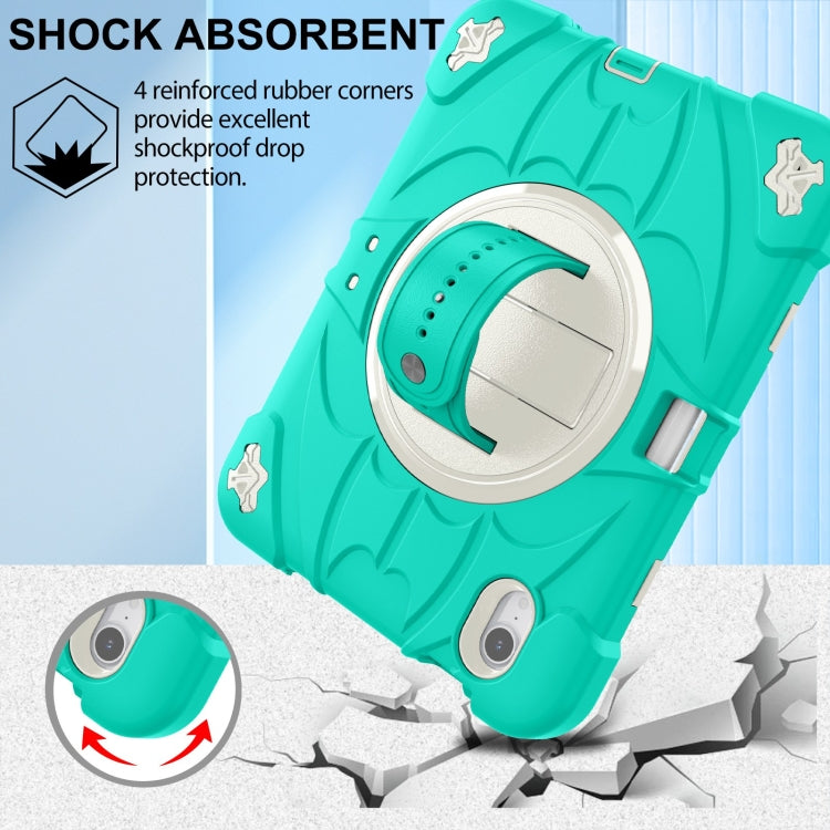 For iPad mini 6 Bat Hand Grip Turntable Stand Tablet Case(Mint Green White)
