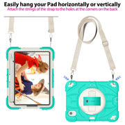 For iPad mini 6 Bat Hand Grip Turntable Stand Tablet Case(Mint Green White)